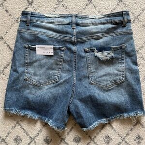 Risen Women's High-Rise Distressed Denim Jean Shorts - Blue